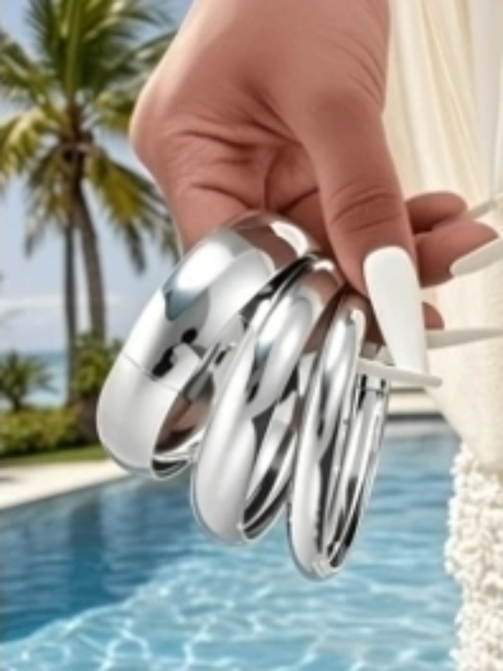 Minimalist Silver Triple-Band Cuff Bracelets